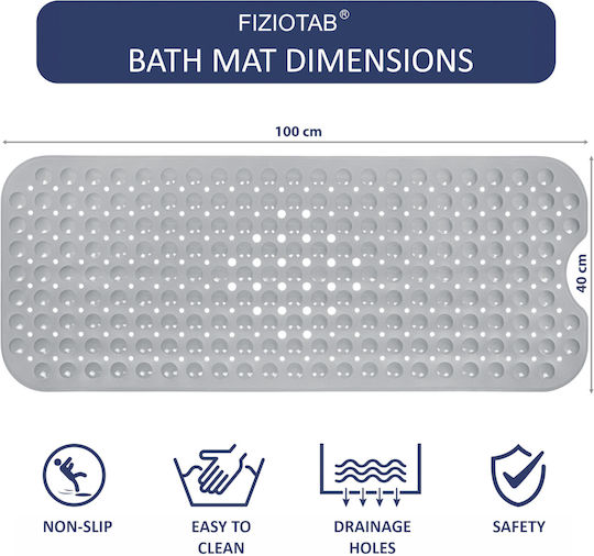 Bathtub Mat Anti-slip Fiziotab 100x40 Cm Gray