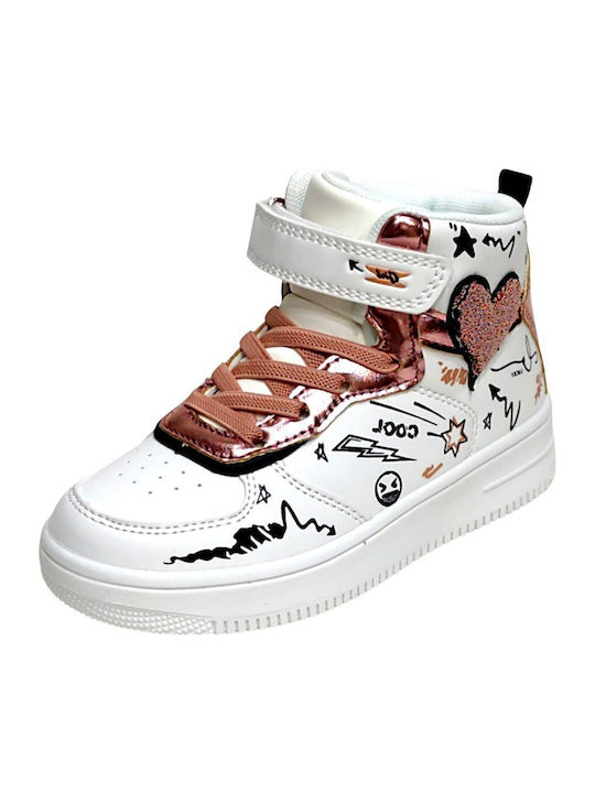 Kinder Sneaker Hoch mit Bügel- und Schleifenverschluss Weiße