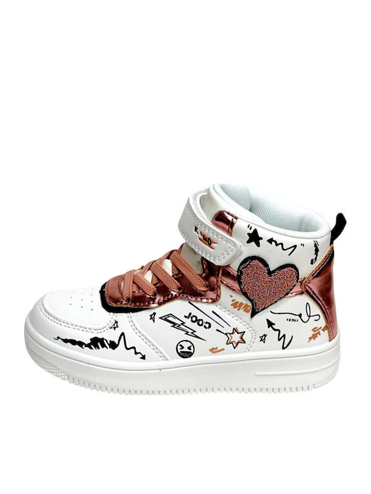 Kinder Sneaker Hoch mit Bügel- und Schleifenverschluss Weiße