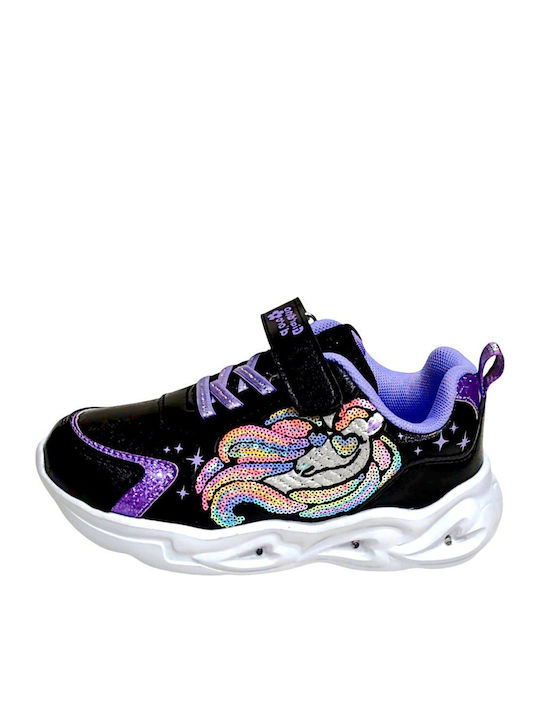 Kids Sneakers with Hoop & Loop Closure Black