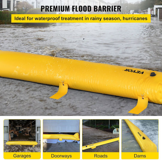 Vevor Flood Barrier Hydro Barrier 24' Length X 6" Height Water Diversion