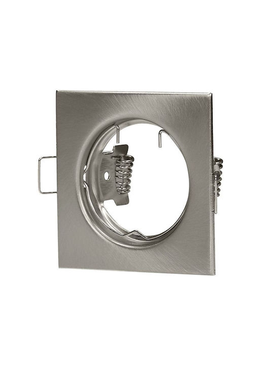 Redled 6177 Square Metallic Recessed Spot with Socket GU10 Silver 55x55cm. 1pcs