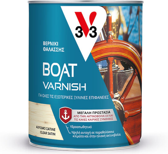 V33 Boat Varnish Βερνίκι Επιφάνειας Πολυουρεθάνης Διαλύτου Άχρωμο Γυαλιστερό 750ml