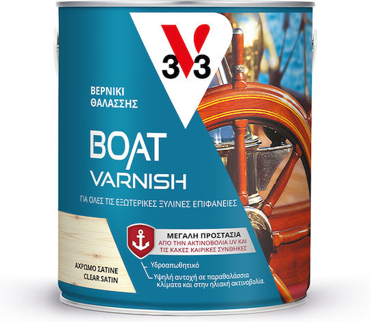 V33 Boat Varnish Lac de finisare Poliuretan Baza solventă Incolor Strălucitor 009782 2.5lt