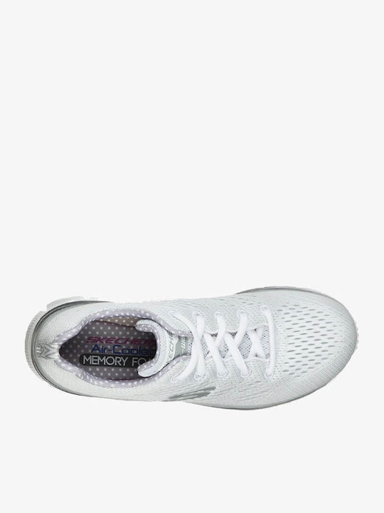 Knit Lace Up Wedge Sneakers White
