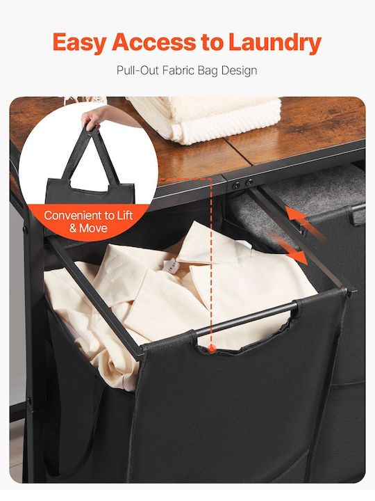 Vevor 2 Section Laundry Sorter Pull-out Bags Metal Frame & Wooden Tabletop