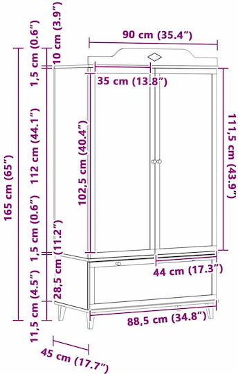 Kitchen Floor Drawer Unit Gray and White 90x45x165cm