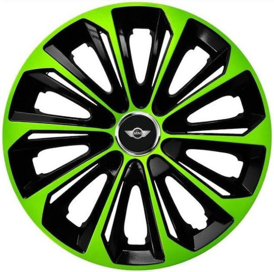 Σετ Τάσια Αυτοκινήτου 15" με Σήμα Mini Cooper 4τμχ Πράσινο