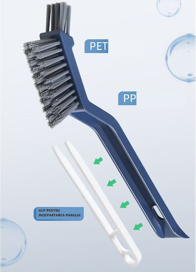 Perie de Curățare Rosturi Pardoseală 3în1 Flippy Lungime Mâner 28 Cm Peri Din PP Oțel Plastic Clește Pentru Îndepărtarea Părului Inclus Albastru