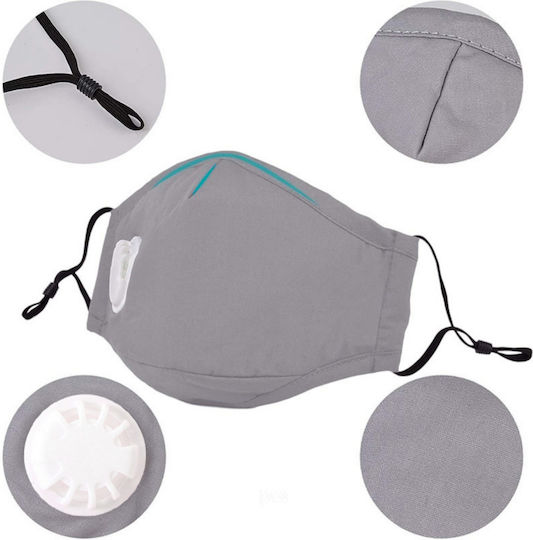 Washable Schutzmaske Stoff mit Ventil Gray 287303 1Stück