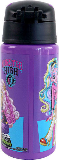 Gim Flip Sticlă Pentru Copii Din Aluminiu Cu Pai Monster 500ml