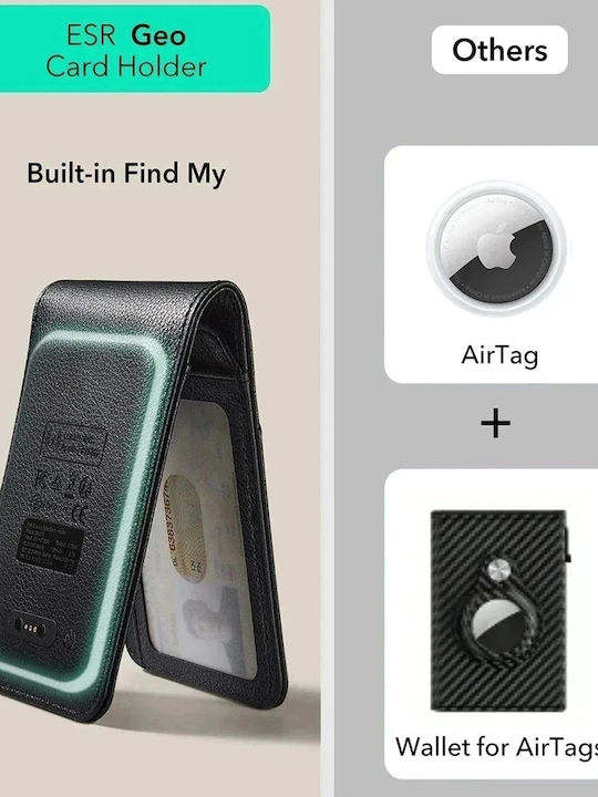 Classic Geo Δερμάτινο Ανδρικό Πορτοφόλι Καρτών με RFID Μαύρο