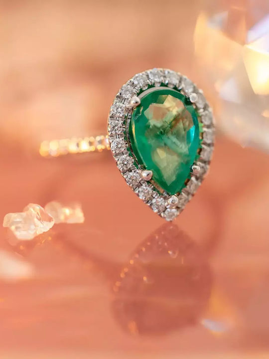 Femeie Inel cu Diamant din Aur alb 18K