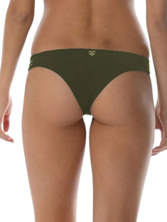 Triolla Millenium Bikini Slip με Κορδονάκια Χακί