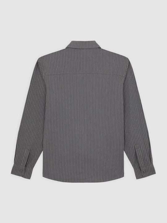 Shirt Langärmlig Baumwolle Hemd Gestreift Charcoal