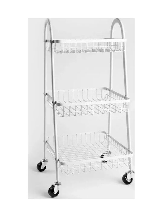 Verk Group Metallic Kitchen Trolley 3 Tiers Black 40x32x78cm