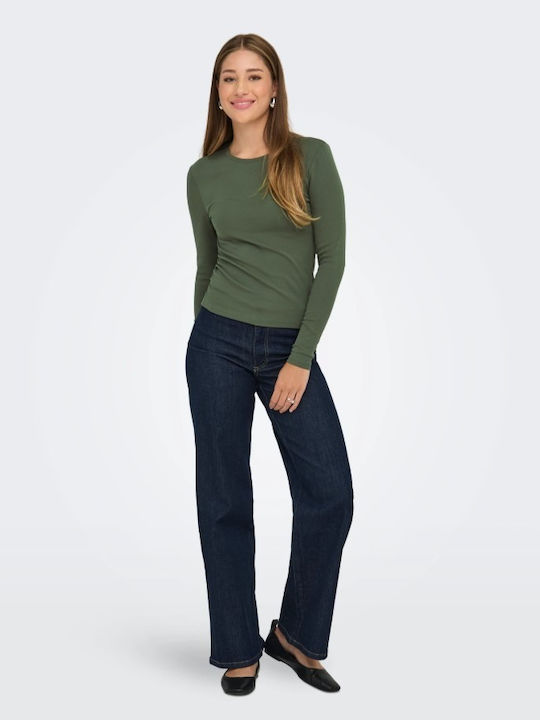 Damen Bluse Baumwolle Langärmelig Grün