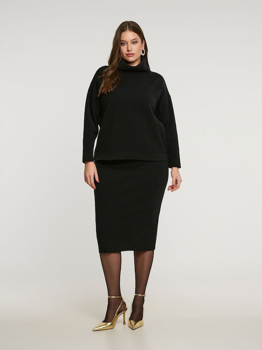 Women's Long Sleeve Sweater Turtleneck Black