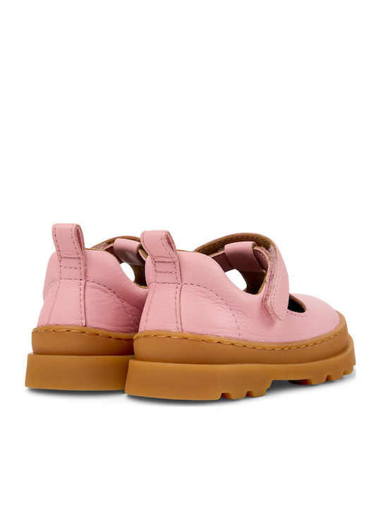 Kids Leather Ballerinas Brutus with Hoop & Loop Closure Pink