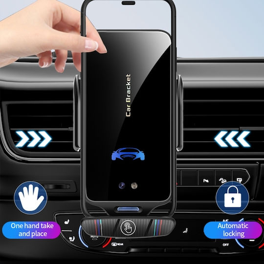Car Mobile Mount with Magnet and Wireless Charging Black