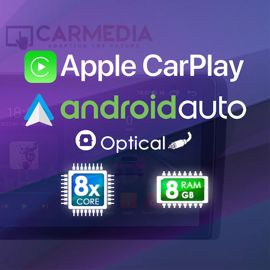 Carmedia Ηχοσύστημα Αυτοκινήτου για Ford Fiesta 2008-2018 (Bluetooth/USB/WiFi/GPS/Apple-Carplay/Android-Auto) με Οθόνη Αφής 9"