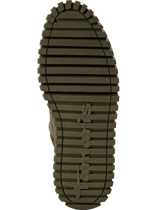 Leather Women's Ankle Boots Olive