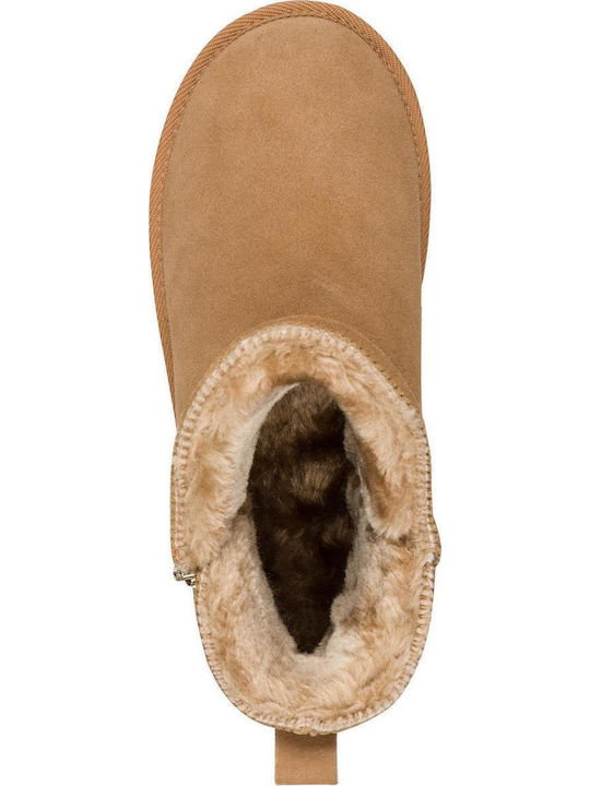 Suede Women's Ankle Boots Tabac Brown