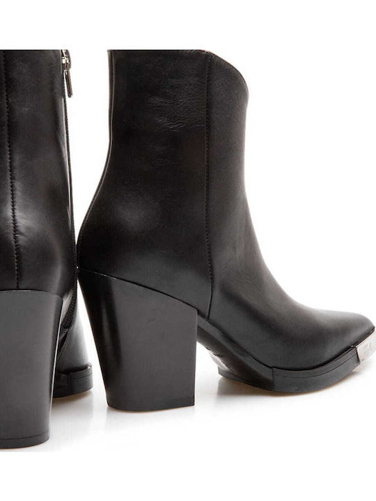 Leder Stiefeletten Damen Schwarz
