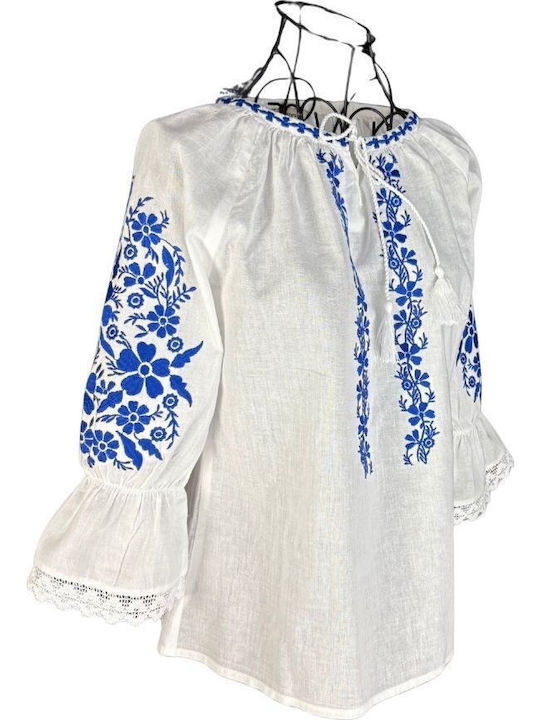 Kids' Shirt Long Sleeve White, Blue