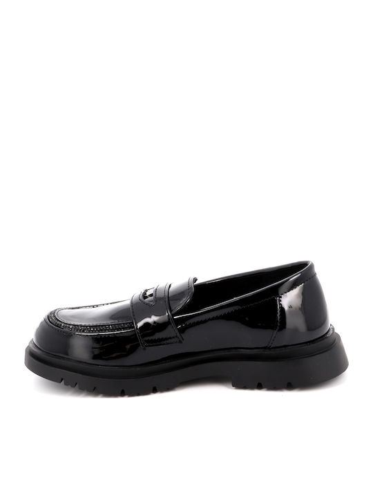 Girls Patent Leather Moccasins Black