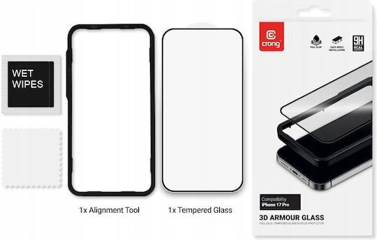 Crong 2.5D 0.33mm Tempered Glass Black (iPhone 17 Pro / iPhone 16 Pro)