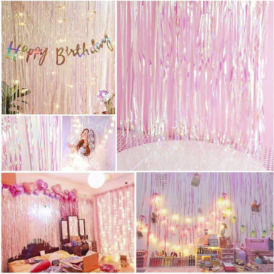 Perdea Franjurată Flippy Decorațiuni Pentru Petreceri Model Fundal Foto Setup Colorat Pentru Petreceri Dimensiune 100x200 Cm Roz