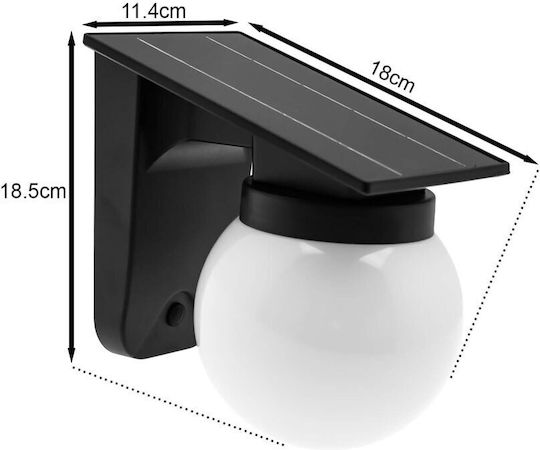 Wall Mounted Solar Light Ball 2.8W 100lm Warm White 3000K with Photocell IP65