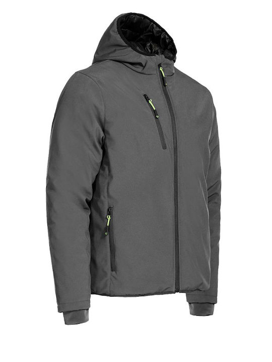 Stenso Reef Pad Work Jacket Softshell Cold with Fleece Lining and with Hood Gray