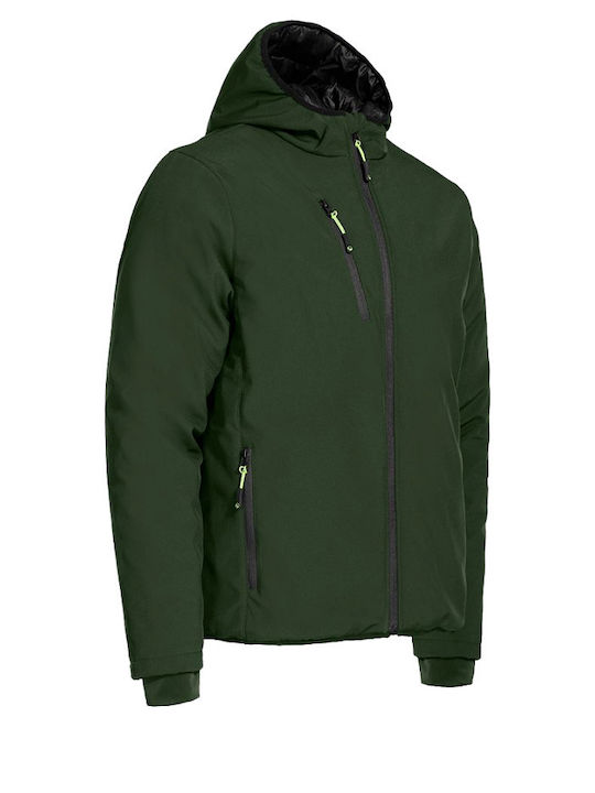 Stenso Reef Pad Work Jacket Softshell Cold with Fleece Lining and with Hood Green
