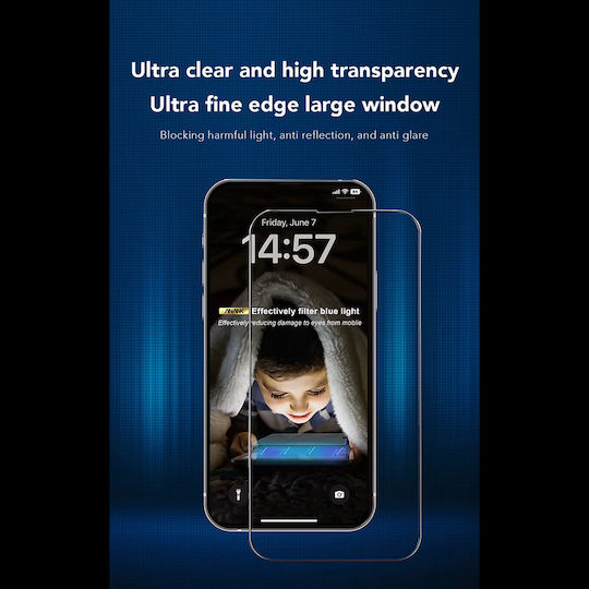 Anank 2.5d 3x Verstärkte Anti-Blaues Licht Displayschutzfolie Für iPhone 16 Pro Schwarz