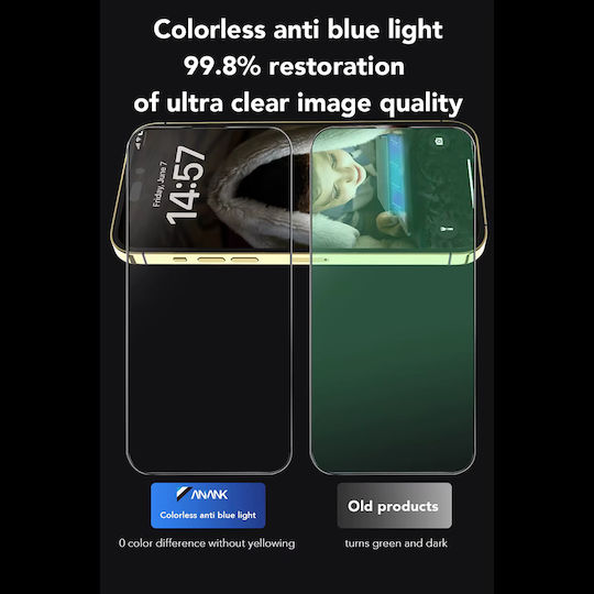 Anank 2.5d Anti-blue Light Screen Protector Iphone 14 Pro Max Black
