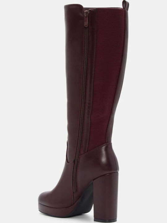 Damenstiefel mit Gummizug Burgundisch