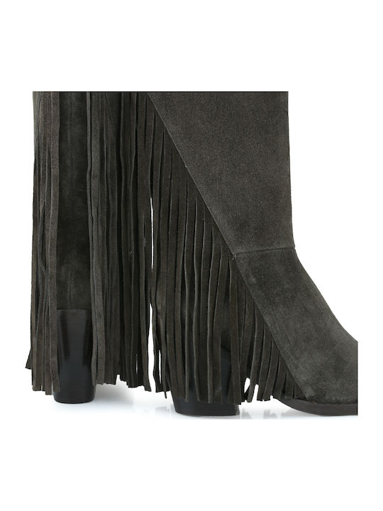 Orlando 630 Wildleder Damenstiefel im Cowboy-Stil mit hohem Absatz Braun