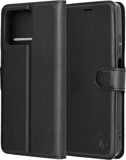 Techsuit Folio Brieftasche Leder / Silikon Schwarz (Moto G56)