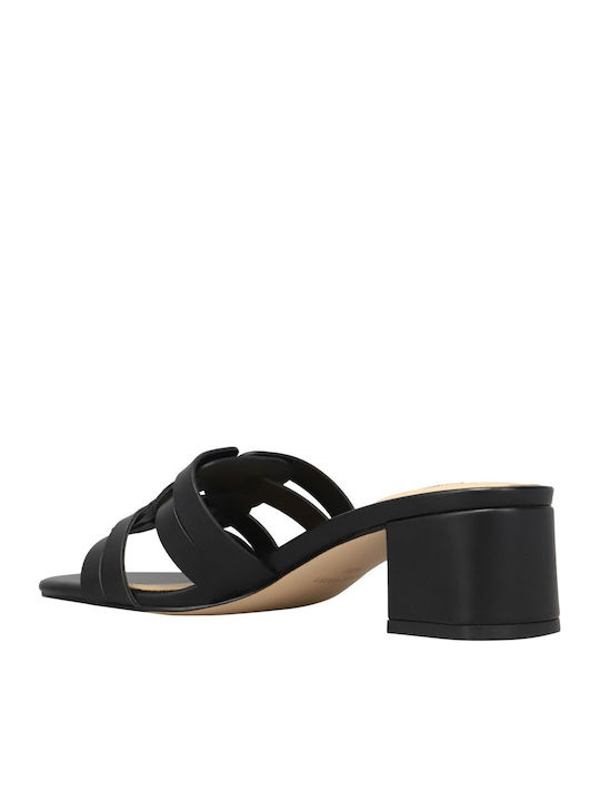Gennie3 Mules with Chunky Low Heel in Black Color