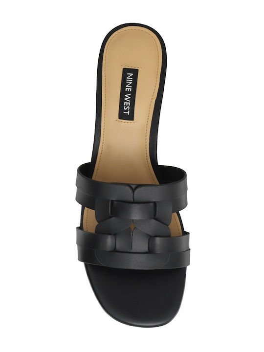 Gennie3 Mules with Chunky Low Heel in Black Color