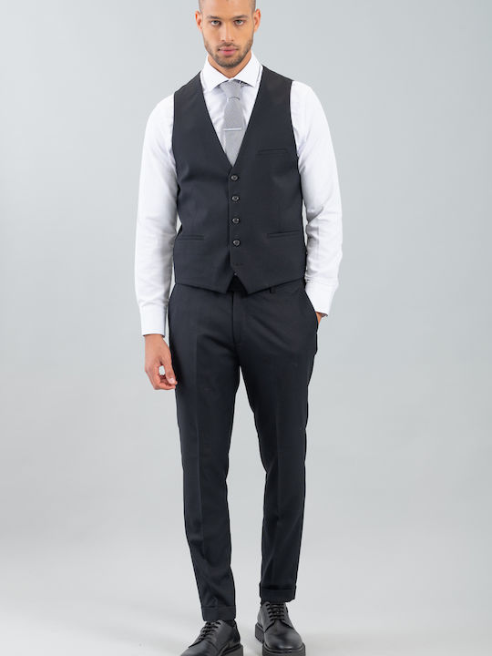 Men's Suit with Vest Black