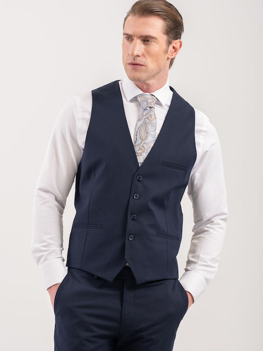 Men's Groom's Suit with Vest Slim Fit Blue 100-25-Rossi