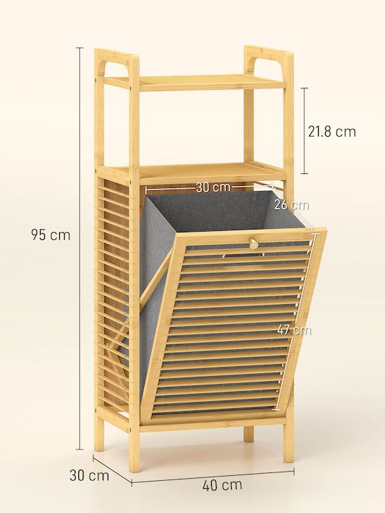HomCom Καλάθι Απλύτων Bamboo 40x30x95cm Γκρι
