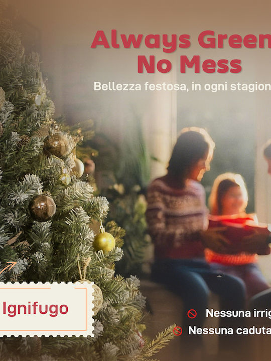 Χριστουγεννιάτικο Δέντρο Χιονισμένο, με Κουκουνάρια 180εκ.