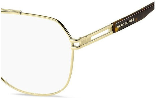 Marc Jacobs Herren Metallisches Brillengestell Gold Marc 751 06J