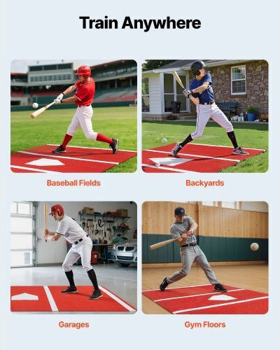 Vevor 366x183cm Baseball Hitting Mat Softball Batting Mat Outdoor Training Red