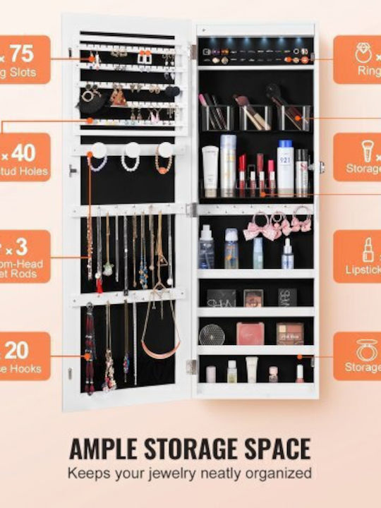 Vevor Wooden Jewellery Wardrobe with White Mirror