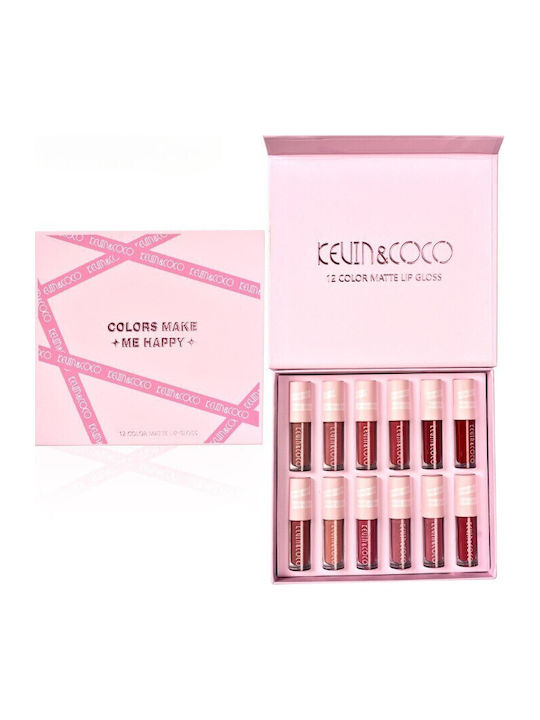 Set 12 Rujuri Mate Rezistente la Transfer Kevinandcoco 1,85 Ml Cutie Roz